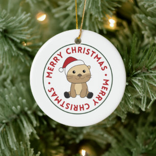 Otter Christmas Snow Winter Animals Otter Ceramic  Ornament