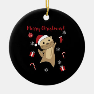 Otter Christmas Snow Winter Animals Otter Ceramic Ornament