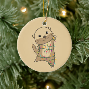 Otter Christmas Snow Winter Animals Otter Ceramic  Ornament