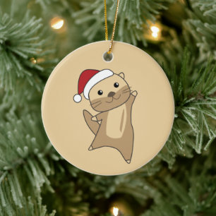 Otter Christmas Snow Winter Animals Otter Ceramic  Ornament