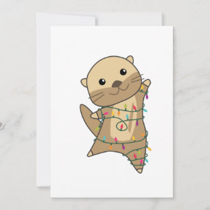 Otter Christmas Snow Winter Animals Otter Holiday Card