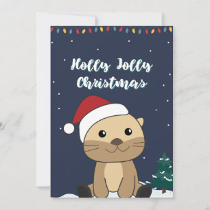 Otter Christmas Snow Winter Animals Otter Holiday  Card