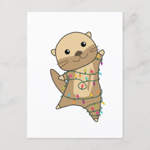 Otter Christmas Snow Winter Animals Otter Holiday Postcard