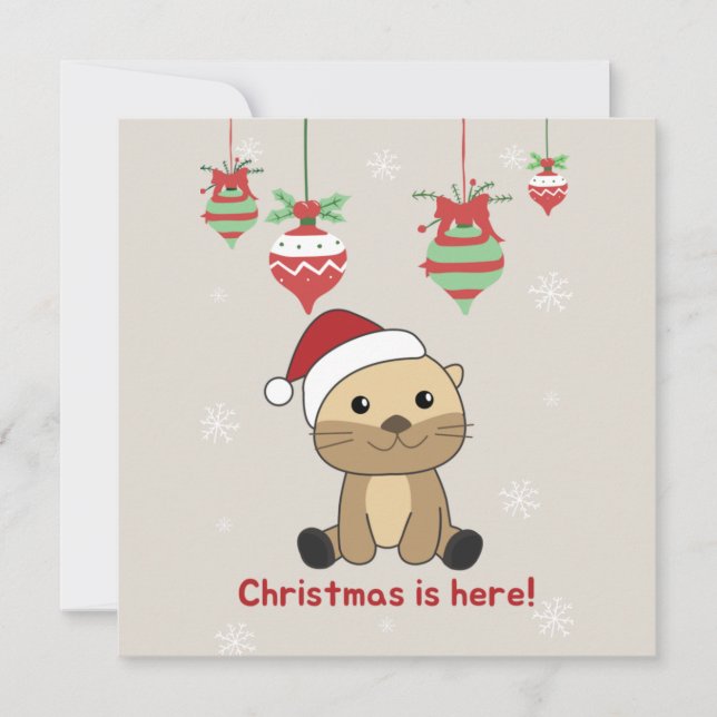 Otter Christmas Snow Winter Animals Otter Invitati Invitation (Front)