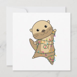 Otter Christmas Snow Winter Animals Otter Invitation