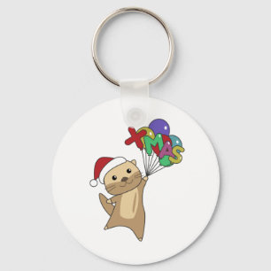 Otter Christmas Snow Winter Animals Otter Key Ring