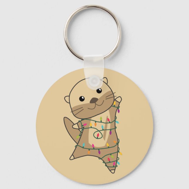 Otter Christmas Snow Winter Animals Otter Keychain (Front)