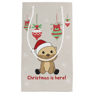 Otter Christmas Snow Winter Animals Otter Small Gi Gift Bag