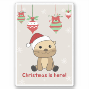 Otter Christmas Snow Winter Animals Otter Sticker