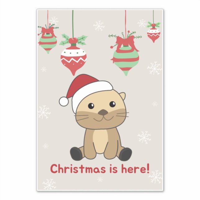 Otter Christmas Snow Winter Animals Otter Sticker (Front)