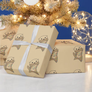 Otter Christmas Snow Winter Animals Otter Wrapping Paper