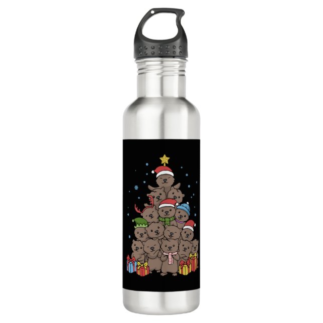 Otter Christmas Tree Funny Christmas Gift 710 Ml Water Bottle (Front)