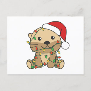 Otter Christmas Winter Animals Holiday Otters Postcard