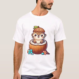 Otter Coconut Cute Art T-Shirt