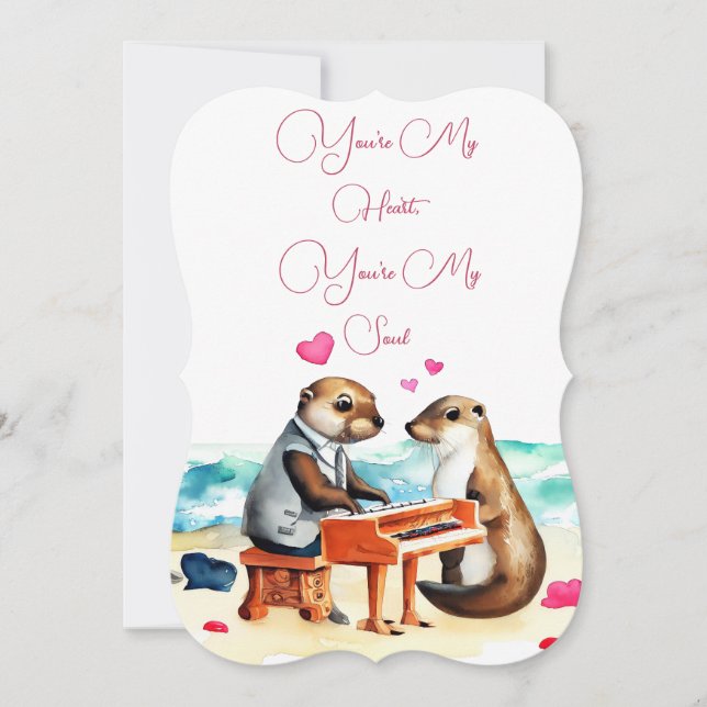 Otter Couple Love Greeting Card (Front)