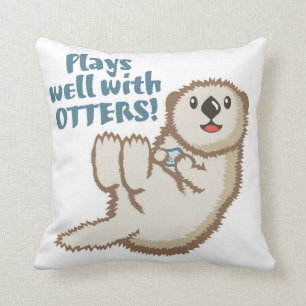 Otter Cuddle Throw Pillow