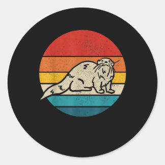 Otter  - Cute Sea Otter Vintage Sunset Classic Round Sticker