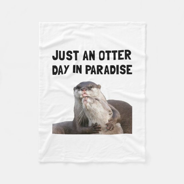 Otter Day Paradise Fleece Blanket (Front)