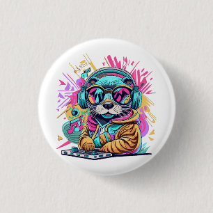 otter Dj 90s vibes 3 Cm Round Badge
