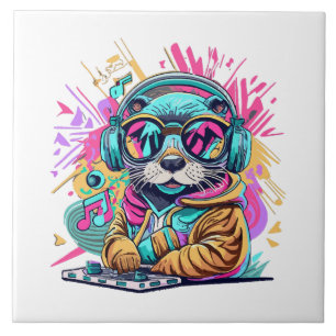 otter Dj 90s vibes Ceramic Tile