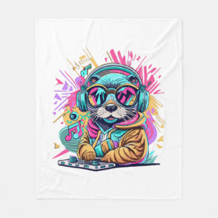 otter Dj 90s vibes Fleece Blanket