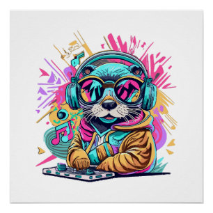 otter Dj 90s vibes Poster