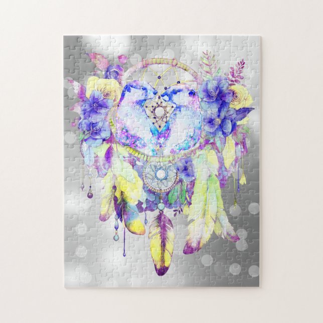 Otter Dreamcatcher Blue Yellow Floral Jigsaw Puzzle (Vertical)