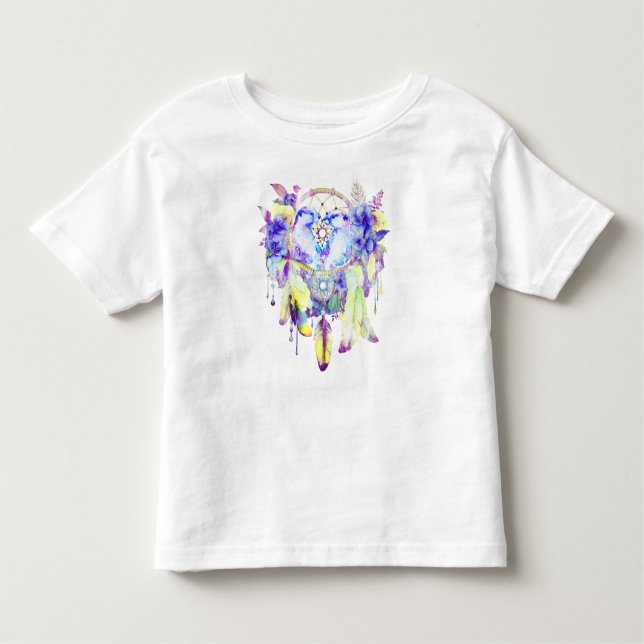 Otter Dreamcatcher Blue Yellow Floral Toddler T-Shirt (Front)