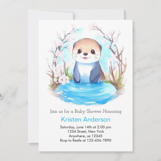 Otter Dreamscape Whimsical Magic Boy Baby Shower Invitation (Front)
