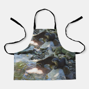 Otter Drinking By Pond, Kids Full Print Apron