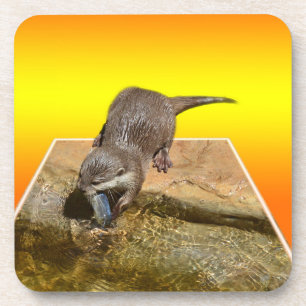 Otter Eating Tasty Fish By His Pond, Coaster