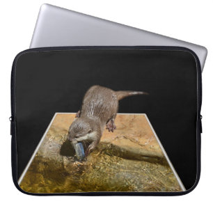 Otter Eating Tasty Fish, Laptop Sleeve