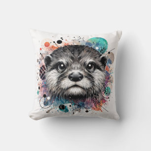 Otter Face Colorful Art Cushion