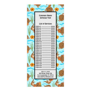 Otter Family Orange Flowers Floral Aquatic Animal Rack Card