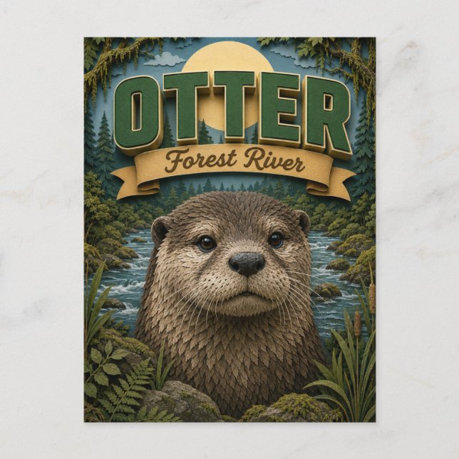 Otter Forest River Popcut Postcard (Front)