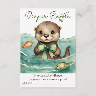 Otter Gender Neutral Baby Shower Diaper Raffle Enclosure Card