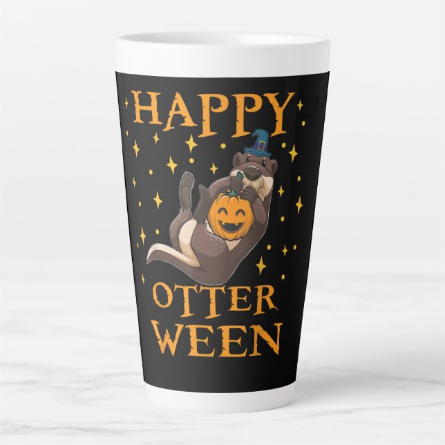Otter Gift | Happy Otter Cute Sea Otter Halloween Latte Mug (Front)