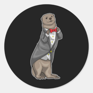 Otter Groom Bow Tie Wedding Classic Round Sticker