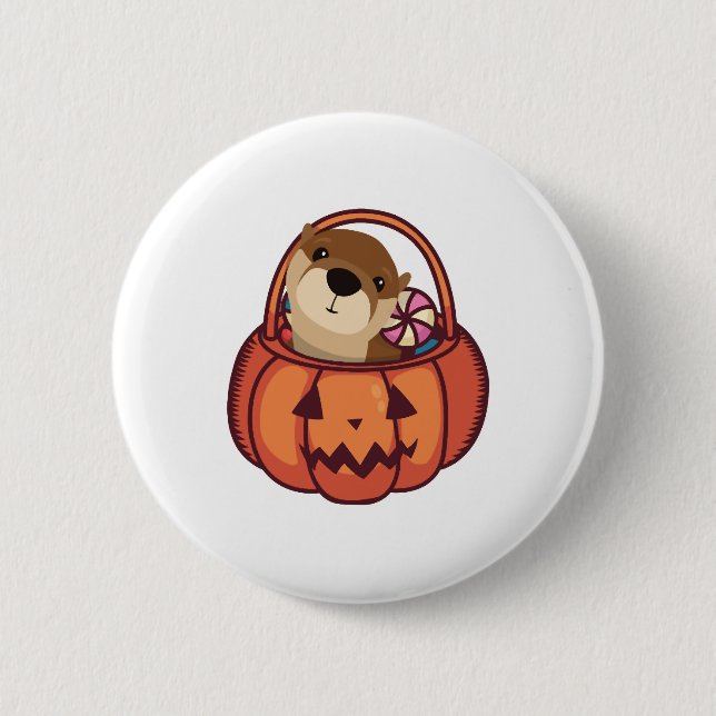 Otter Halloween 6 Cm Round Badge (Front)