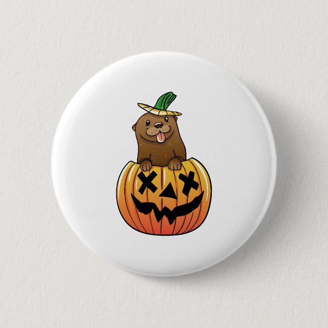 Otter Halloween  6 Cm Round Badge (Front)