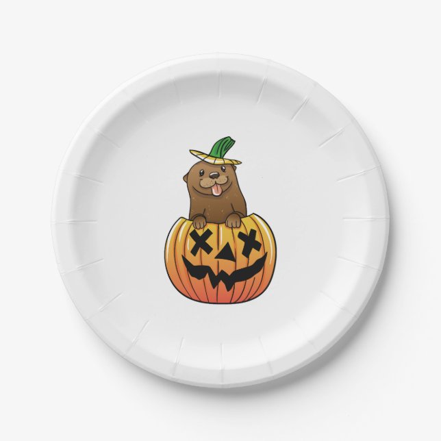 Otter Halloween  Paper Plate (Front)