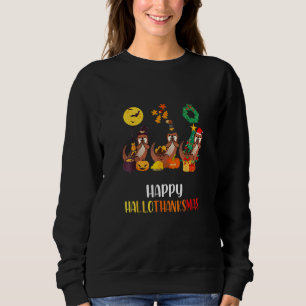 Otter Halloween Pup Christmas Happy Hallothanksmas Sweatshirt