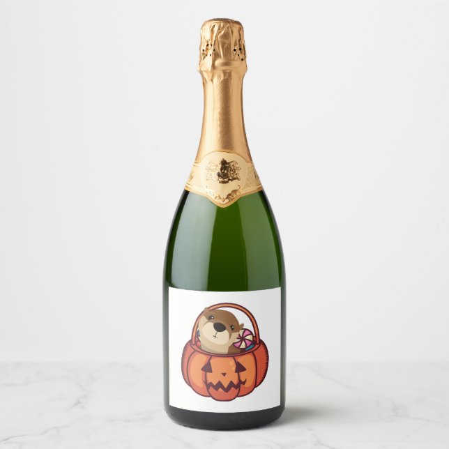 Otter Halloween Sparkling Wine Label (Front)