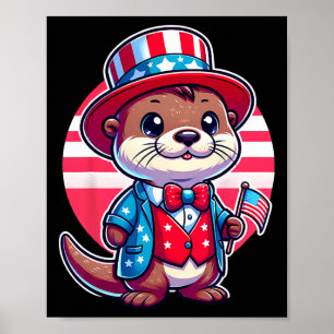Otter Happy 4th Of July Independence Day Men Women Poster