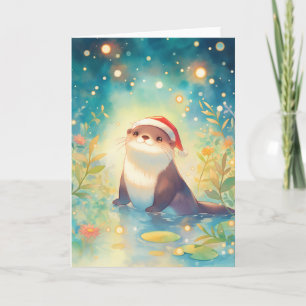 Otter Holiday Glow Card