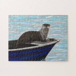 Otter in a Boat Painting Jigsaw Puzzle