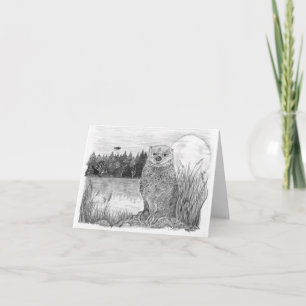 Otter in Moonlight Card