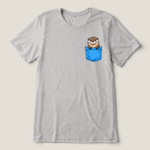 Otter In Pocket Funny Blue Pocket Animal Tri-Blend Shirt