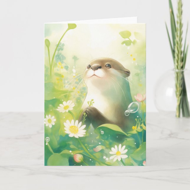 Otter in the Flowering Meadow Card (Front)