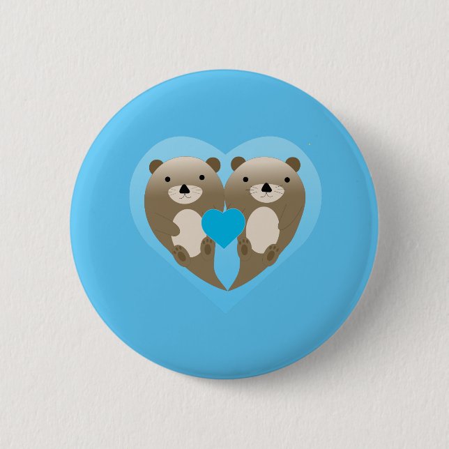 Otter Love 6 Cm Round Badge (Front)